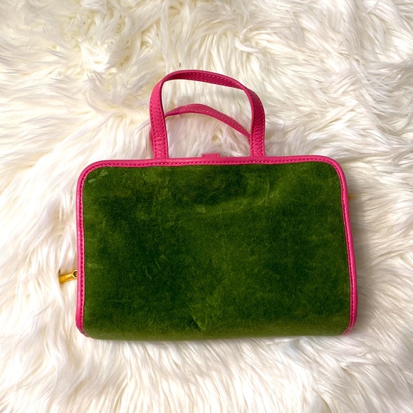 Juicy Couture Green and Pink Travel Makeup Bag Purse - Picture 13 of 14